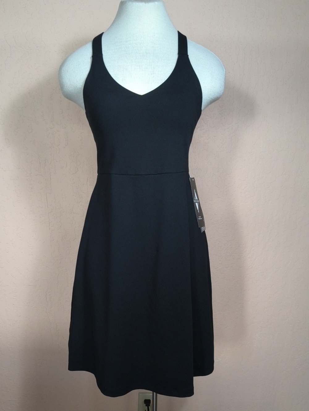 Skechers Black Sleeveless V-Neck A-Line Midi Dress NWT